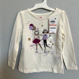 NWT Epic Threads Long Sleeve Shirt w/ Girls Ice Skating (Tulle & Glitter Detail)